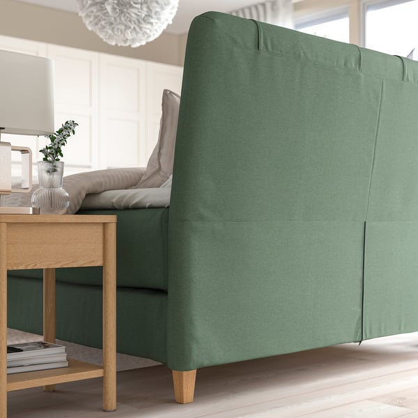 LILLFJÄLLET Boxspringbett, Valevåg mittelfest/Nisseholm Tibbleby graugrün, 160x200 cm