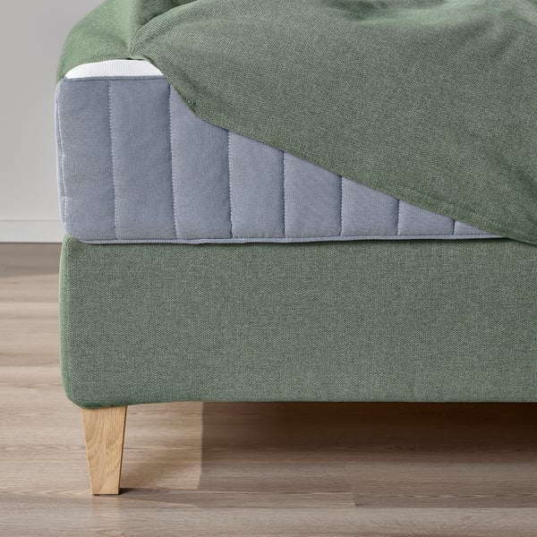 LILLFJÄLLET Boxspringbett, Valevåg mittelfest/Nisseholm Tibbleby graugrün, 160x200 cm