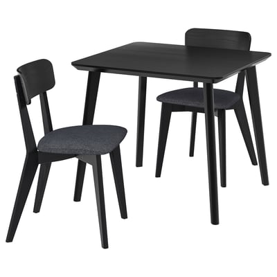 LISABO / LISABO Tisch und 2 Stühle, schwarz/Tallmyra schwarz/grau, 88x78 cm