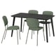 LISABO / VIHALS Tisch und 4 Stühle, schwarz grün/Tibbleby graugrün, 140x78 cm