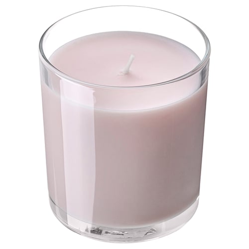 LOTSFÅGEL Duftkerze im Glas, rosa Blüten blassrosa, 40 Std.