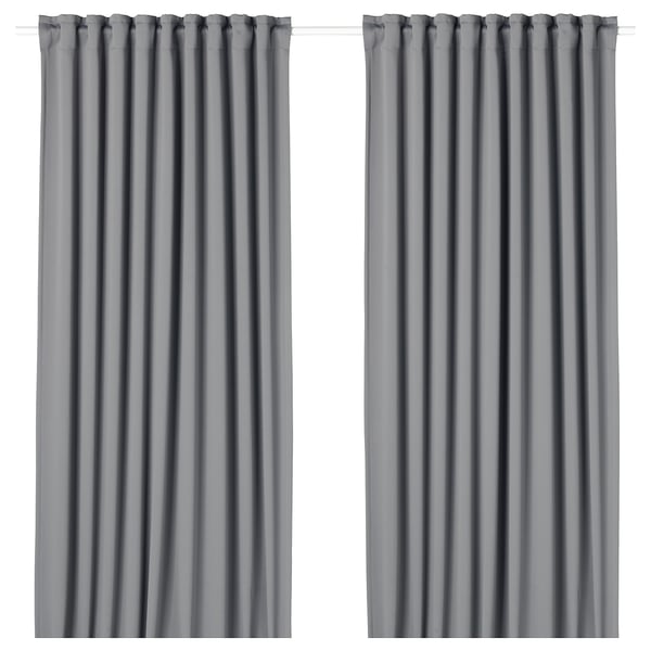 MAJGULL 2 Gardinenschals (verdunk.), grau/mit Gardinenband, 145x300 cm