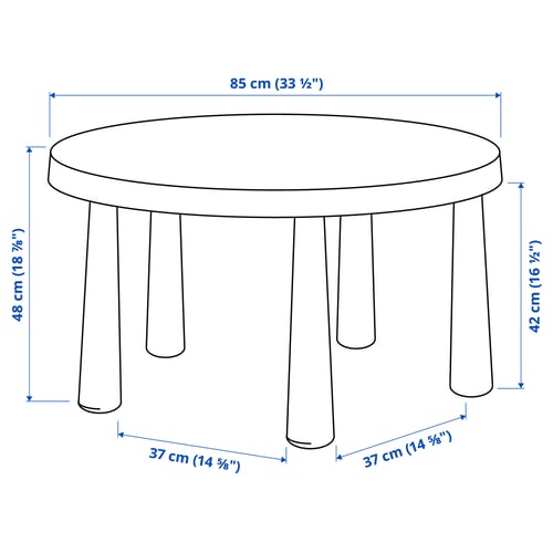 MAMMUT Kindertisch, drinnen/draußen/hellblau, 85 cm