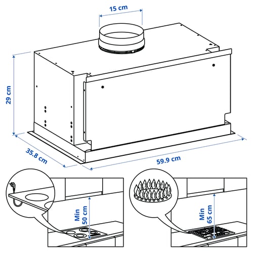 MÅNGSBO Dunstabzug zum Einbauen, IKEA 700, 60 cm
