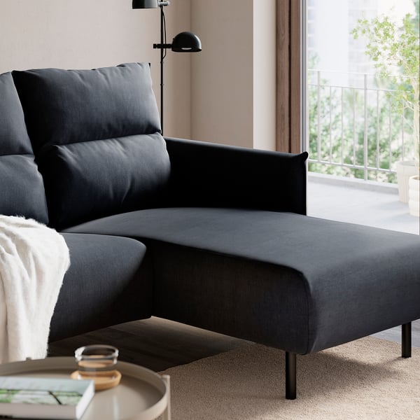 MANNARP 3er-Sofa mit Récamiere, Saxemara schwarzblau