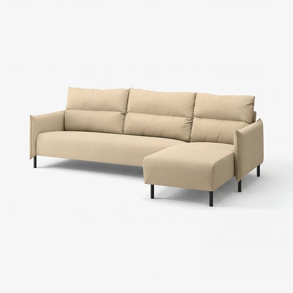 MANNARP 4er-Sofa mit Récamiere, Saxemara graubeige