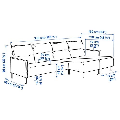 MANNARP 4er-Sofa mit Récamieren, Gunnared beige