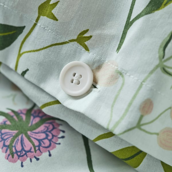 MATTOXBÄR Bettwäsche-Set, 3-teilig, blassblau/Blumenmuster, 240x220/50x60 cm