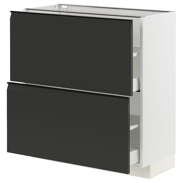METOD / MAXIMERA Unterschrank mit 2 Schubladen, weiß/Upplöv matt anthrazit, 80x37 cm