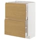 METOD / MAXIMERA Unterschrank mit 2 Schubladen, weiß/Voxtorp Eichenachbildung, 60x37 cm