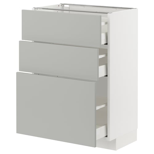 METOD / MAXIMERA Unterschrank mit 3 Schubladen, weiß/Havstorp hellgrau, 60x37 cm