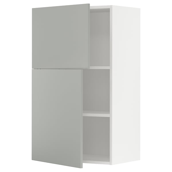 METOD Wandschrank mit Böden und 2 Türen, weiß/Havstorp hellgrau, 60x100 cm