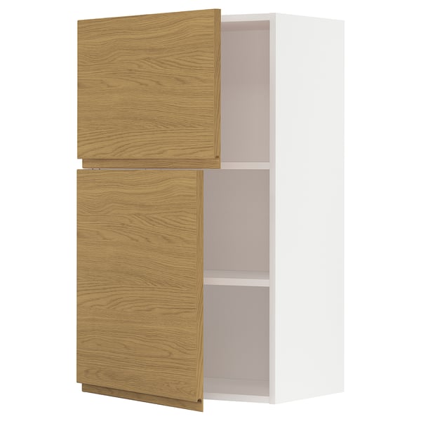 METOD Wandschrank mit Böden und 2 Türen, weiß/Voxtorp Eichenachbildung, 60x100 cm