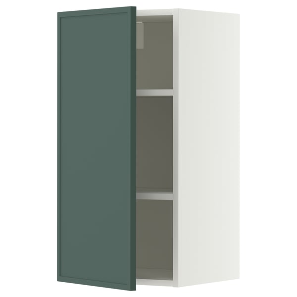METOD Wandschrank mit Böden, weiß/Aspudden dunkel graugrün, 40x80 cm
