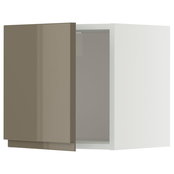 METOD Wandschrank, weiß/Voxtorp Hochglanz dunkel graubraun, 40x40 cm