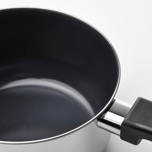 MIDDAGSMAT Kasserolle mit Deckel, Antihaftbeschichtung Klarglas/Edelstahl, 2 l