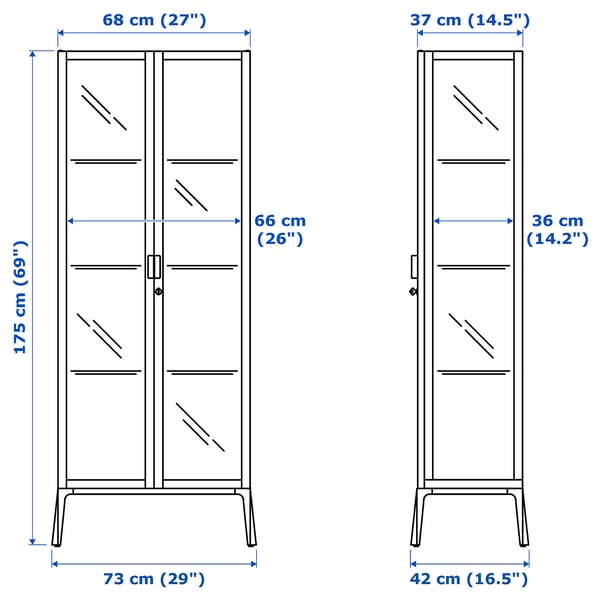 MILSBO Vitrine, weiß, 73x175 cm
