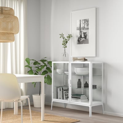 MILSBO Vitrine, weiß, 101x100 cm