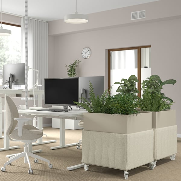MITTZON Akustischer Blumenkasten mit Rollen, Gunnared beige, 70x70x75 cm