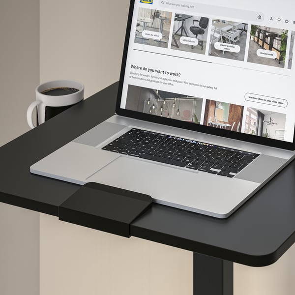 MITTZON Laptoptisch mit Rollen, schwarz, 66x50 cm