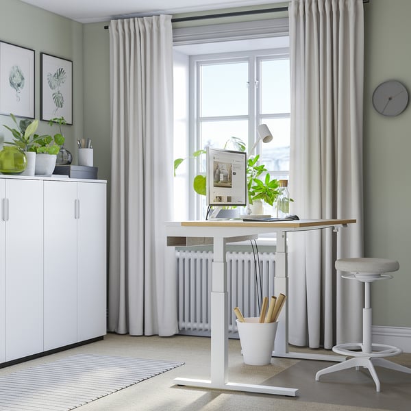 MITTZON Schreibtisch sitz/steh, elektrisch Eichenfurnier/weiß, 120x60 cm
