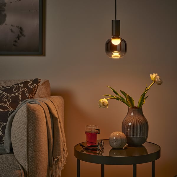 MOLNART LED-Leuchtmittel E27 150 lm, röhrenförmig oben offen/Klarglas grau, 120 mm