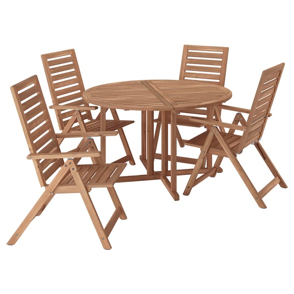 NÄMMARÖ Tisch+4 Hochlehner/außen, hellbraun lasiert, 130 cm