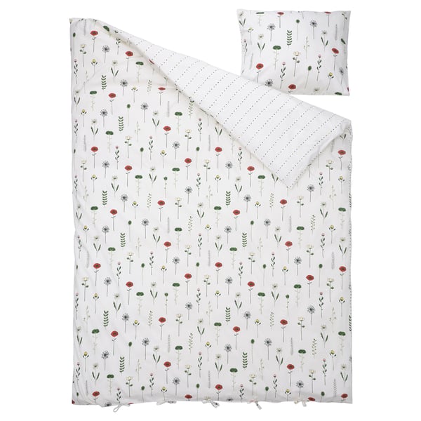 NATTSLÄNDA Bettwäsche-Set, 2-teilig, Blumenmuster bunt, 150x200/50x60 cm