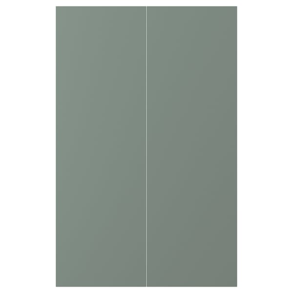 NICKEBO Tür für Eckunterschrank 2 St., mattiert graugrün, 25x80 cm