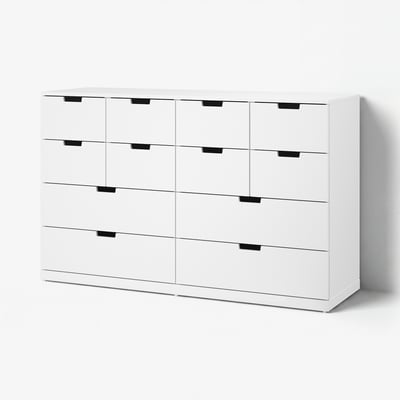 NORDLI Kommode mit 12 Schubladen, weiß, 160x99 cm