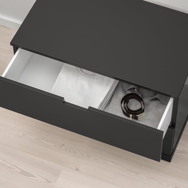 NORDLI Kommode mit 2 Schubladen, anthrazit, 80x54 cm
