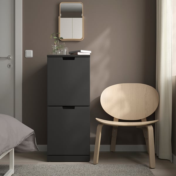 NORDLI Kommode mit 2 Schubladen, anthrazit, 40x99 cm