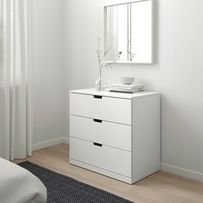 NORDLI Kommode mit 3 Schubladen, weiß, 80x76 cm