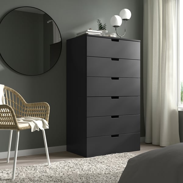 NORDLI Kommode mit 6 Schubladen, anthrazit, 80x145 cm