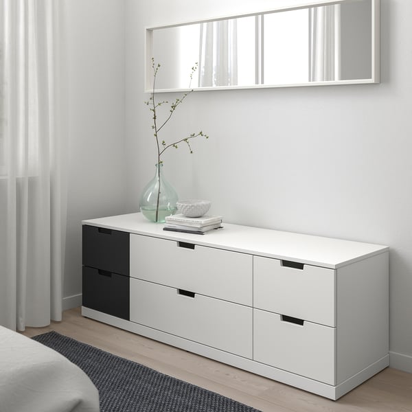 NORDLI Kommode mit 6 Schubladen, weiß/anthrazit, 160x54 cm