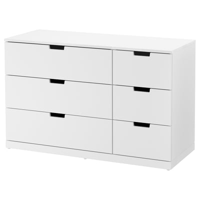 NORDLI Kommode mit 6 Schubladen, weiß, 120x76 cm