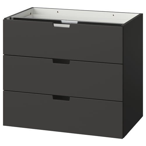 NORDLI Schubladenelement/3 Schubl., anthrazit, 80x68 cm