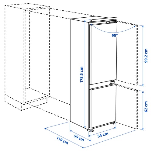 ÖVERNÄS Kühl-/Gefrierschrank, IKEA 700 integriert, 193/74 l