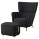OSKARSHAMN Ohrensessel mit Hocker, Gunnared schwarz/grau