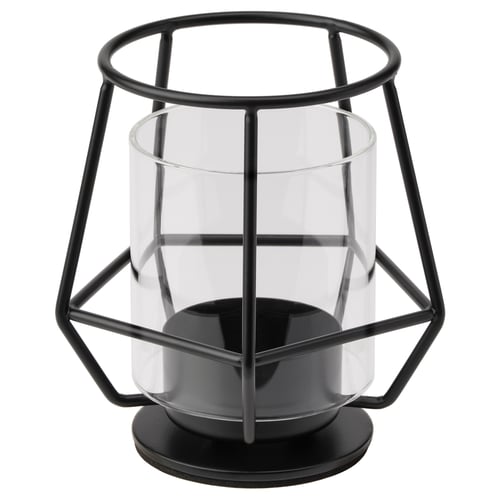 PÄRLBAND Teelichthalter, schwarz, 10 cm