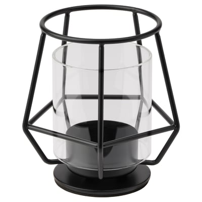 PÄRLBAND Teelichthalter, schwarz, 10 cm