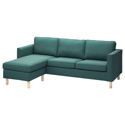 PÄRUP Bezug 3er-Sofa, mit Récamiere/Kelinge grautürkis