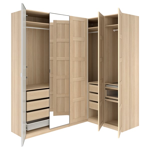 PAX / BERGSBO/ÅHEIM Eckkleiderschrank, Eicheneff wlas/Eichenfurnier, 211/161x236 cm