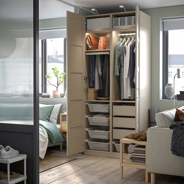 PAX / BERGSBO Schrankkombination, graubeige/graubeige, 100x60x236 cm