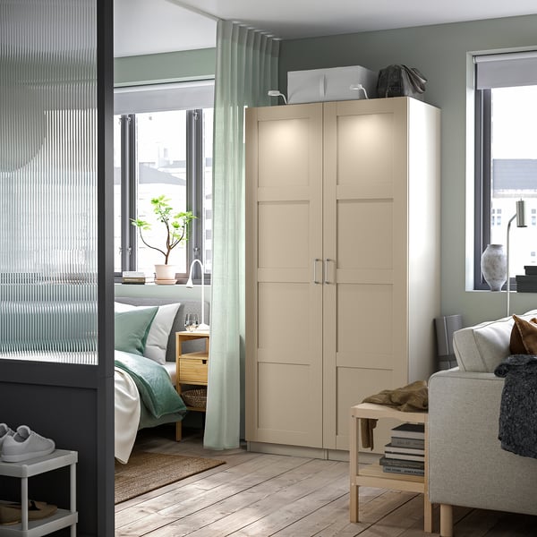 PAX / BERGSBO Schrankkombination, graubeige/graubeige, 100x60x201 cm