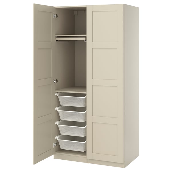 PAX / BERGSBO Schrankkombination, graubeige/graubeige, 100x60x201 cm