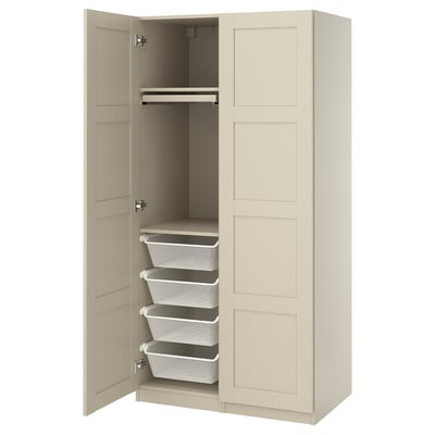PAX / BERGSBO Schrankkombination, graubeige/graubeige, 100x60x201 cm