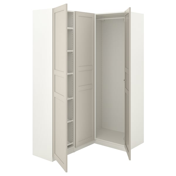 PAX / FLISBERGET Eckkleiderschrank, weiß/hellbeige, 161/88x201 cm