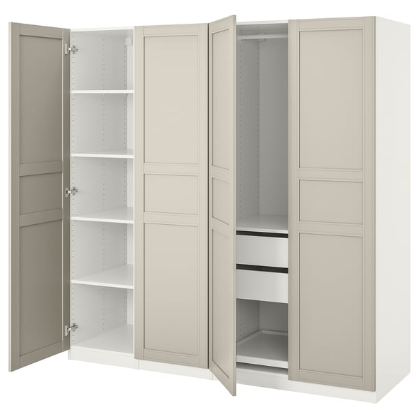 PAX / FLISBERGET Kleiderschrank, weiß/hellbeige, 200x60x201 cm