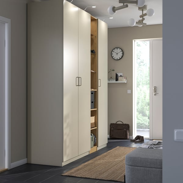 PAX / FORSAND Schrankkombination, graubeige graubeige/Eichenachbildung, 185x60x236 cm